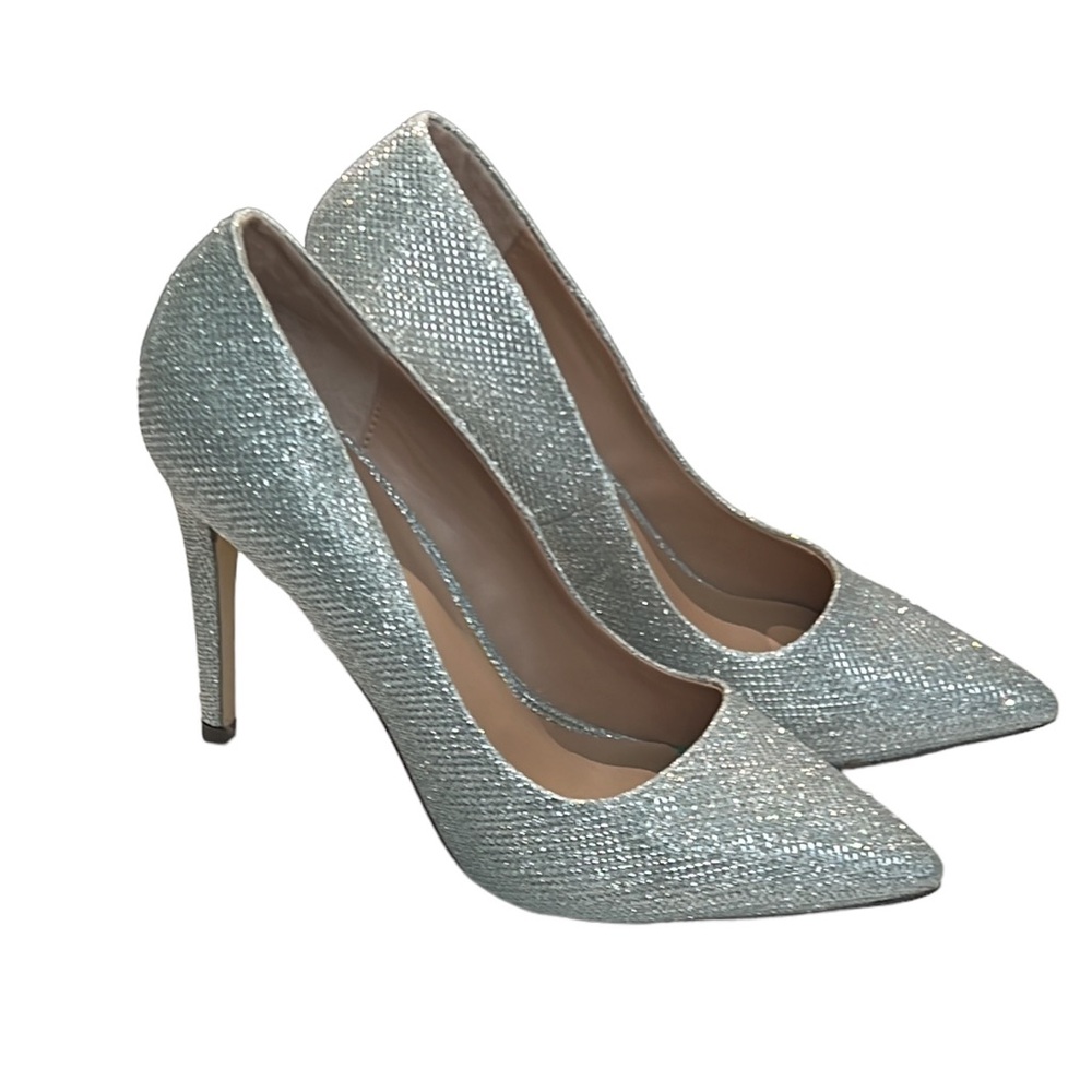Shoes Call It Spring Agrirewiel Silver Mesh Pointed Toe Stiletto Heels NWOT SB12